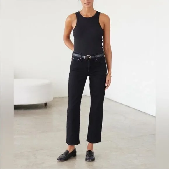 AYR The Frenchie Black Mid Rise Crop Jeans